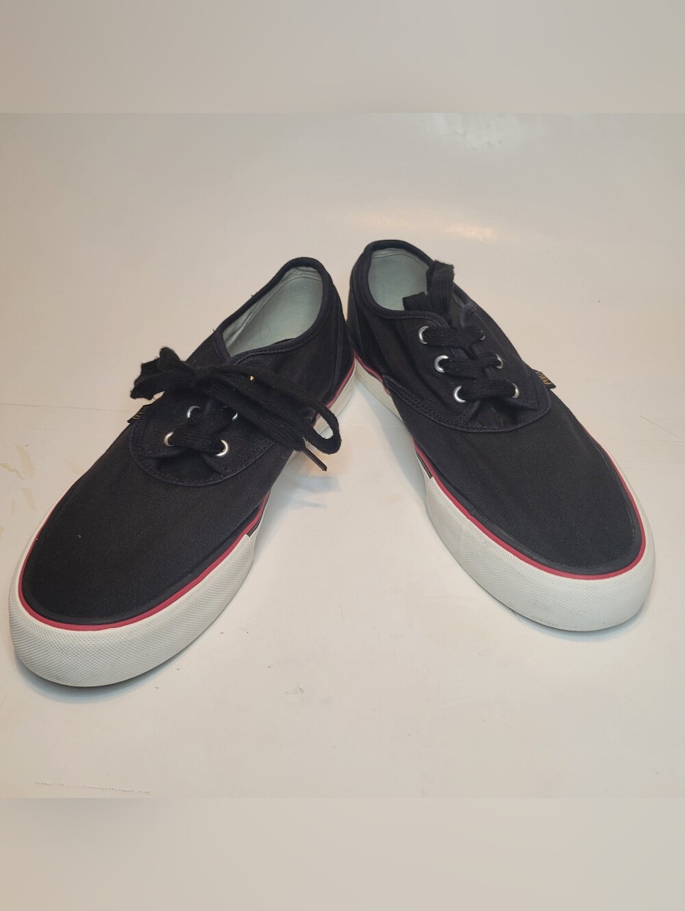 Polo Ralph Lauren Morray Sneakers Shoes Mens 10.5D Black Canvas Low Top Preppy